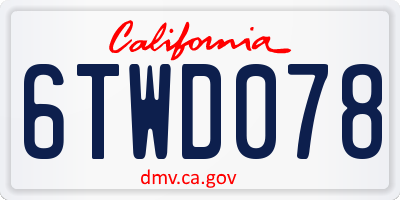 CA license plate 6TWD078