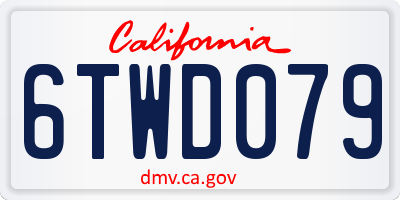 CA license plate 6TWD079
