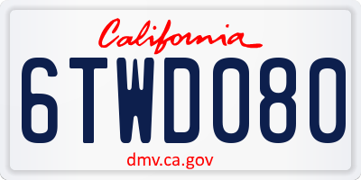 CA license plate 6TWD080