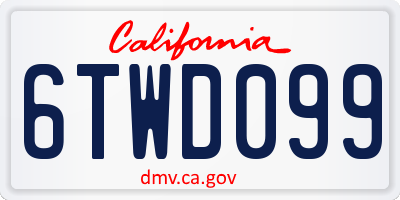 CA license plate 6TWD099