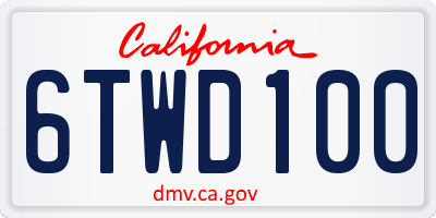 CA license plate 6TWD100