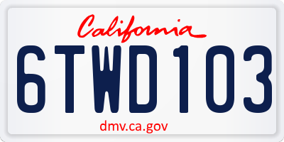 CA license plate 6TWD103