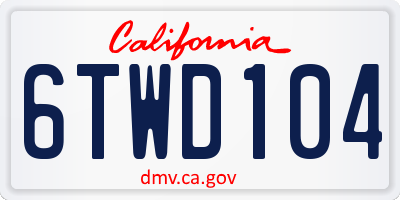 CA license plate 6TWD104