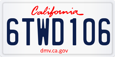 CA license plate 6TWD106