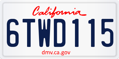 CA license plate 6TWD115