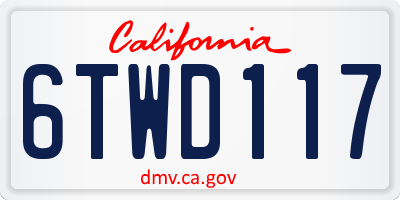 CA license plate 6TWD117