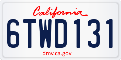 CA license plate 6TWD131