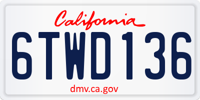 CA license plate 6TWD136