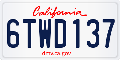 CA license plate 6TWD137
