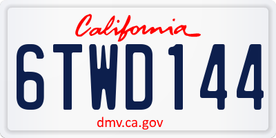 CA license plate 6TWD144