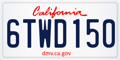 CA license plate 6TWD150