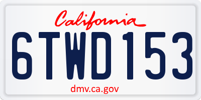 CA license plate 6TWD153