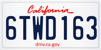 CA license plate 6TWD163