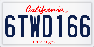 CA license plate 6TWD166