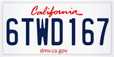 CA license plate 6TWD167