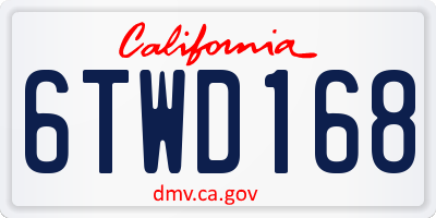 CA license plate 6TWD168