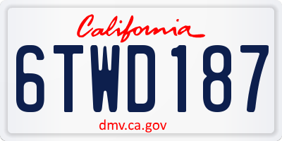 CA license plate 6TWD187