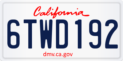 CA license plate 6TWD192