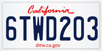 CA license plate 6TWD203
