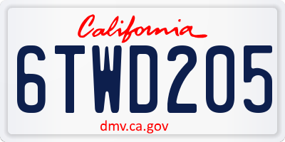 CA license plate 6TWD205