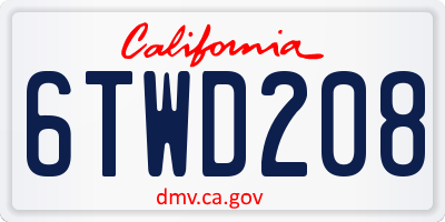 CA license plate 6TWD208
