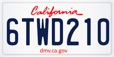 CA license plate 6TWD210