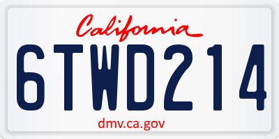 CA license plate 6TWD214