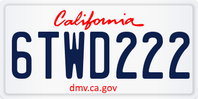 CA license plate 6TWD222