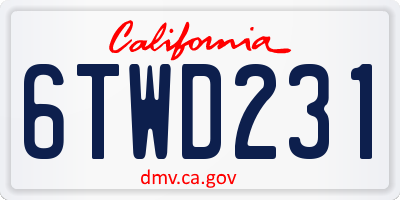 CA license plate 6TWD231