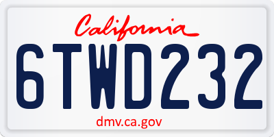 CA license plate 6TWD232