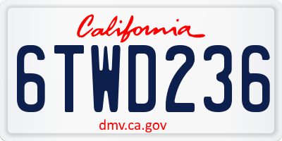 CA license plate 6TWD236