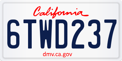 CA license plate 6TWD237