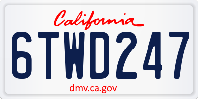 CA license plate 6TWD247