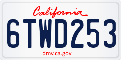 CA license plate 6TWD253