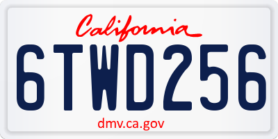 CA license plate 6TWD256