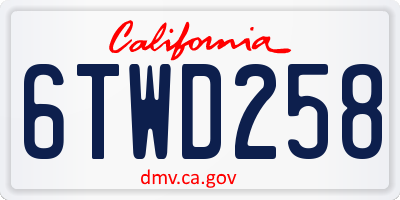 CA license plate 6TWD258