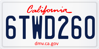CA license plate 6TWD260