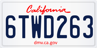 CA license plate 6TWD263