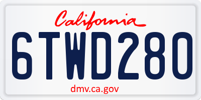 CA license plate 6TWD280