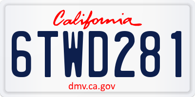 CA license plate 6TWD281