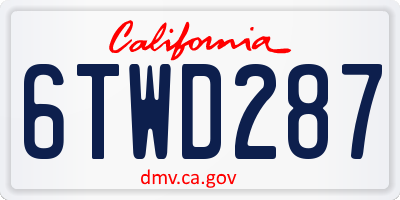 CA license plate 6TWD287