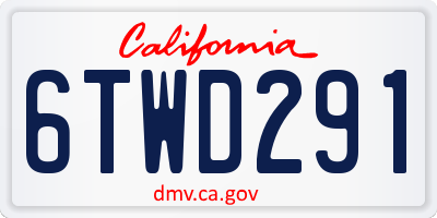 CA license plate 6TWD291