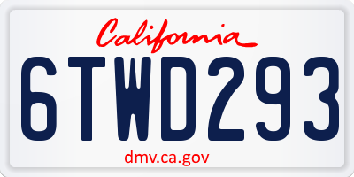 CA license plate 6TWD293
