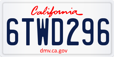 CA license plate 6TWD296