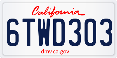 CA license plate 6TWD303