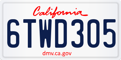CA license plate 6TWD305