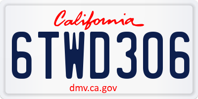 CA license plate 6TWD306
