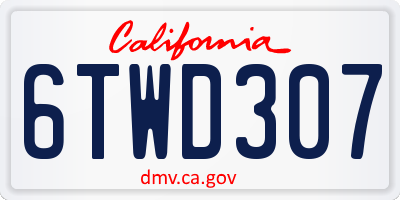 CA license plate 6TWD307