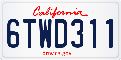 CA license plate 6TWD311