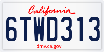 CA license plate 6TWD313